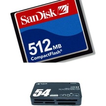 Sandisk Compact Flash 512 MB Hafıza Kartı - USB 2.0 CF Kart Okuyucu