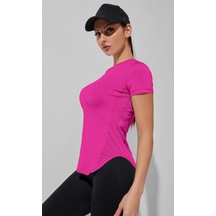 Kadın Dry Fit Running Yoga Hızlı Kuruma Nem Emici Yanları Fileli Hava Alabilen Spor T-shirt 001 Fuşya Kadın Dry Fit Running Yoga Hızlı Kuruma Nem Emici Yanları Fileli Hava Alabilen Spor T-shirt 001 Fuşya