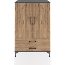 Hyperion Dolap Tek Raflı 2 Çekmeceli Tek Askılı 88x44x134 Antrasit-çam Antrasit