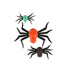 Meri Meri - Hanging Honeycomb Spiders - Asılan Örümcek Süsleri - 12'li Tüm Yaşlar