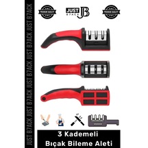 Bııçakbileme 3 Kademeli Paslanmaz Çelik Ergonomik Saplı Keskinleştirici Makas Bıçak Bileme Aleti
