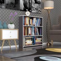 Kenzlife Kitaplık Süper Ga 090 80 19 Gri 3 Katlı Tek Bölme Ofis Mutfak Banyo Dolabı Arkalıksız
