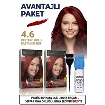 Sea Color Set Saç Boyası 4.6 Kestane Kızılı 2 Li 2 Kutu+pratik Boya Kabı