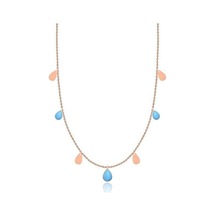 Tektaş - Pembe Altın 14 Ayar Firuze Taş Kolye N11.45673