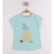 Toontoy Kids Toontoy Kız Çocuk Ananas Baskılı Tişört Mint Yeşili