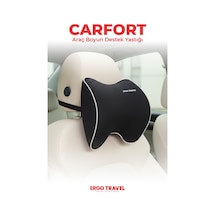 Carfort Büyük Visco Araç Boyun Yastığı Ortopedik Oto Koltuk Boyun Desteği Siyah - Ergo Travel Siyah