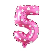 5 Rakamlı 16 İnç Pembe Kalpli Folyo Balon 36 Cm Pembe 256