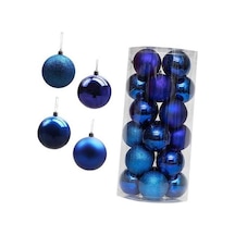 Pazly Yılbaşı Topları Süs Suntek Parça Mavi Kırılmaz 24 Oe