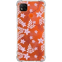 Xiaomi Redmi 10a Köşe Korumalı Antişok Kapak Floral Pudra Tasarımlı Şeffaf Silikon Kılıf