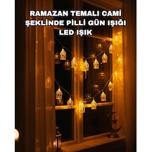 Mey İthalat Ev Dekoru İçin Ramazan Led Işık Pilli Sıcak Sarı Cami Figürlü Çok Renkli