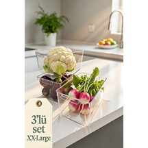 3' Set Xx-large Şeffaf Buzdolabı Düzenleyici Saklama Kutusu Sebze Meyve Organizer