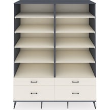 Kronos Gardrop 10 Raflı 4 Çekmeceli 4 Kapaklı 176x59x221 Antrasit-aytaşı Aytaşı
