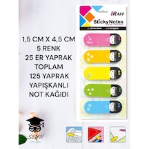 1,5 Cm X 4,5 Cm 5 Renk 25 Er Yaprak Toplam 125 Yaprak Yapışkanlı Not Kağıdı