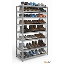 8 Katlı Galvaniz Çelik Ayakkabılık Rafı - Depo, Arşiv, Kiler, Dosya, Market Rafı 31x60x200 Cm Gri
