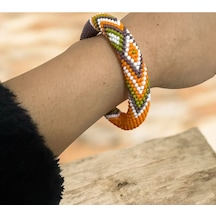 Chichibeads Bohelia Bohem Bileklik Turuncu Beyaz Yeşil