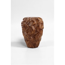 Serenité Ahşap Dalgalı Sarmaşık Desenli Seramik Vazo 18x25.5 Cm Kahverengi