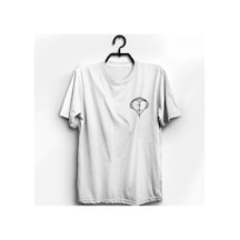 Stoned&Fame Unisex Beyaz Kulaklık Kalp Ritim Müzik Baskılı T-shirt Beyaz