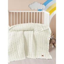 Kanz Light Dolgulu Müslin Çift Kat Bebek Yorganı 115x125 cm - Bej R8L89018426N1