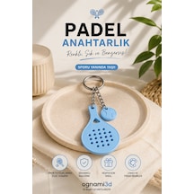 3d Baskı Padel Raketi Anahtarlık - Renk Seçenekli Mini Padel Anahtarlık - Mavi