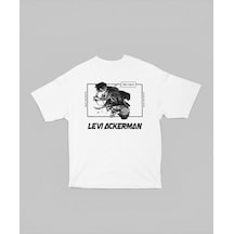 Attack On Titan Levi Ackerman Baskılı Unisex Oversize Anime Dizi Beyaz