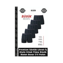 Grey Cat Premium Günlük Likralı İç Giyim Erkek Füme Büyük Beden Boxer 5'li Paket