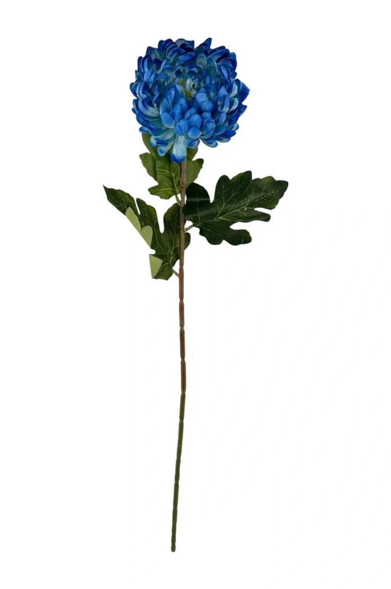 Yapay Çiçek Krizantem Mavi 90cm Tek Dal Kumaş Çiçek Uzun Dal Mavi