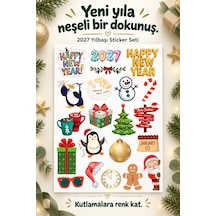 2027 Yılbaşı Sticker Seti Yeni Yıl Temalı Renkli Çıkartmalar, Hediye Paketi, Kart, Defter Ve Laptop Sticker Çok Renkli