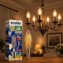Filament Led Mum Ampul E14 Duy 6w 810 Lümen Dim Edilebilir 2700k Sarı Işık Şeffaf Dekoratif Vintage Ampul 60w Eşdeğer C35 Candle Series 3