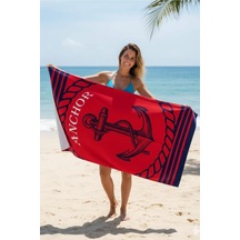 Anchor %100 Pamuk 75x150 Cm Plaj Havlusu Bordo