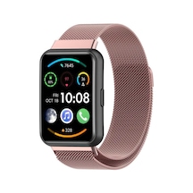 Huawei Watch Fit 2 Uyumlu Manyetik Milano Loop Metal Hasır Kordon Şık, Ayarlanabilir, Nefes Alabilir Tasarım - Pembe Çok Renkli