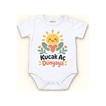 Babylimon Kucak Aç Dünyaya Beyaz Kısa Kollu Çıtçıtlı Bebek Zıbını Beyaz - Kucak Aç Dünyaya - 928161955 Beyaz - Kucak Aç Dünyaya