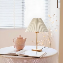 Homing Lotus Ahşap Taban Abajur 241938 Krem