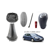 Renault Clio 3 Vites Körüğü Siyah Dikiş Parlak Kapak Deri Topuzu siyah