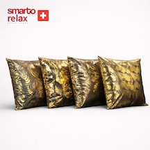 Smarto Relax 4'lü Antibakteriyel Desenli Dekoratif Dolgulu Kırlent 45x45 Cm Siyah - Altın