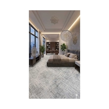Nesrin Halı Yolluk Kaymaz Taban Jel Taban Gri Beyaz Şık Kendinden Desenli