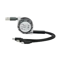 0260 Usb To Type-c Micro Usb Lightning Çoklu Şarj Kablosu Makaralı 3'ü 1 Arada