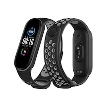 Mi Band 6 Spor Delikli Kordon - Siyah-gri