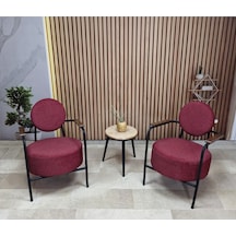 Azra Mobilya Venüs 2 Berjer Set İskandinav Keten Berjer - Büro - Ofis Koltuğu - Ofis Mobilyası -bekleme Salonu Bordo
