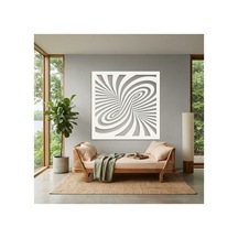 Optik İllüzyon Metal Duvar Tablosu - Metal Duvar Sanatı - Duvar Dekoru - 75 X 75 Cm Beyaz