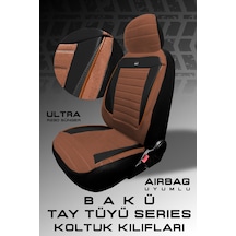 Gelly Emgrand Sedan 2010-2012 Uyumlu Tegin Natura Serisi Raşel Taba Siyah Koltuk Kılıfı
