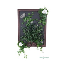 Yapay Çiçek Sitesi Ahşap Çerçeveli Yapay Çiçekli Duvar Tablosu 60x80 Cm Model 2 Yeşil