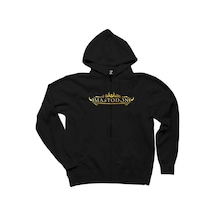 Mastodon Logo Siyah Fermuarlı Kapşonlu Sweatshirt Siyah