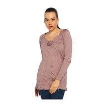 Bulalgiy Kadın Gül Kurusu Casual Uzun Tişört - Bga063463