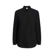 Calvin Klein Lınen Blend Ls Regul, Beh Siyah Kadın Gömlek