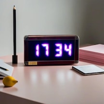 Dijital Led Duvar Ve Masa Saat Derece Ve Nem - Pembe Kasa Ölçüleri: 7x17 Cm