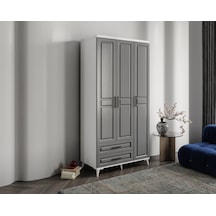 GuneyStore Gözde 3 Kapaklı Komple MDF Antrasit - Beyaz Gardırop