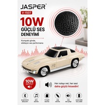Jasper Jpr-1507 Bej 10w Bluetooth Hoparlörlü Retro Araba Tasarım Fm Radyo, Usb, Tf Kart, Aux Ve Mp3