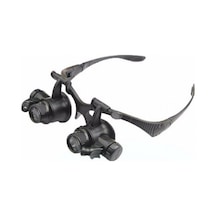 Gözlük Modeli 10x 15x 20x 25x Lens 2 Led Işıklı Büyüteç 9892g Pop