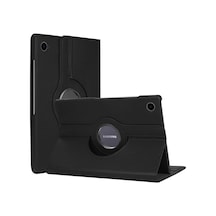 Samsung Galaxy Tab A8 X200 İçin Kılıf 360 Rotating Stand Deri Siyah Galaxy Tab A8 X200 İle Uyumlu Kılıf - Siyah
