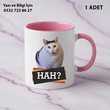 Beyaz Kedi Baskılı Kişiye Özel İsimli Hediyelik Kupa Bardak-kedi Sevenler İçin Özel Hediye Pembe